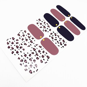 Black and Pink Leopard Nail Wraps, Cheetah Nail Strips, Pink and Black Leopard Nail Stickers, 100% Nail Polish Stickers, Animal Print