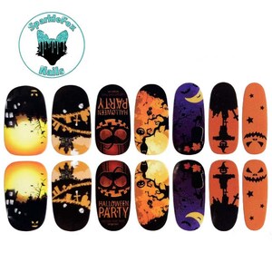 Haunted House Halloween Nail Wraps, Spooky Nail Stickers, Graveyard Nail Strips, Scary Halloween Nail Polish Stickers, Nail Polish Wraps