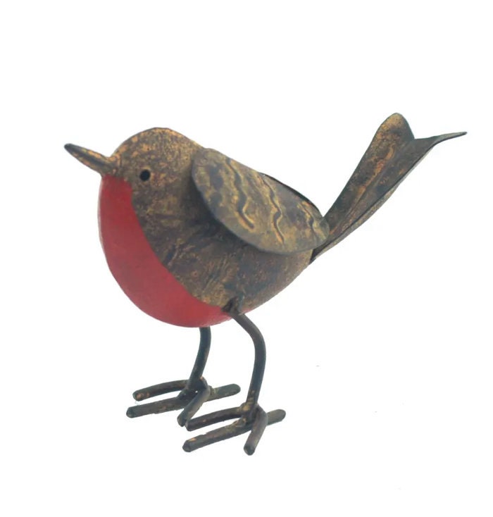 Tin Robin Statue handbemalte Metall Outdoor Verzierung Dekoration Vogel Ascalon