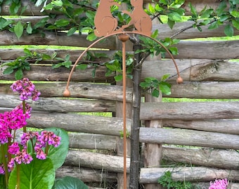 Boxen Hasen Balancer Pfahl-Stick, Gusseisen Metall Garten Outdoor Dekoration 100 cm x 10 cm