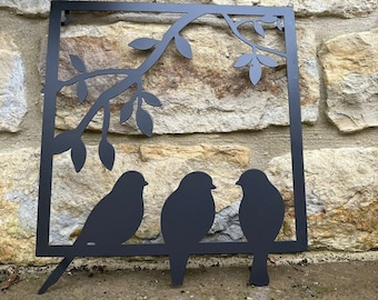 Schwalbe 3 Vogel Garten Black Metal gerahmt Wandkunst Dekorative Hausverzierung Silhouette Wanddekor