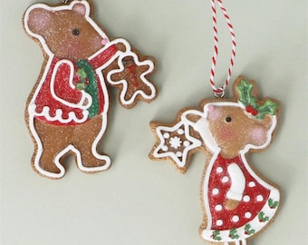 Holly or Alfie Dressed Resin Mouse Hanging Christmas Decoration, Gingerbread Style Bauble - Gisela Graham