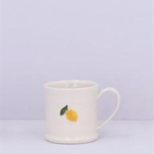 Ceramic Mini Mug with Lemon Leaf, Easter Spring, Tea, Mediterranean, Coffee Cup, Home Gift, Citrus Fruit