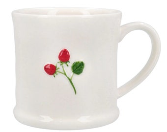 Ceramic Mini Mug with Strawberries, Easter Spring, Tea, Strawberry Coffee Cup, Home Gift