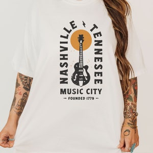 Nashville Tennessee Music City Shirt, Cute Nashville Tee, Concert Shirt, Western Tennessee TShirt, Vintage Distressed Cactus Guitar T-Shirt