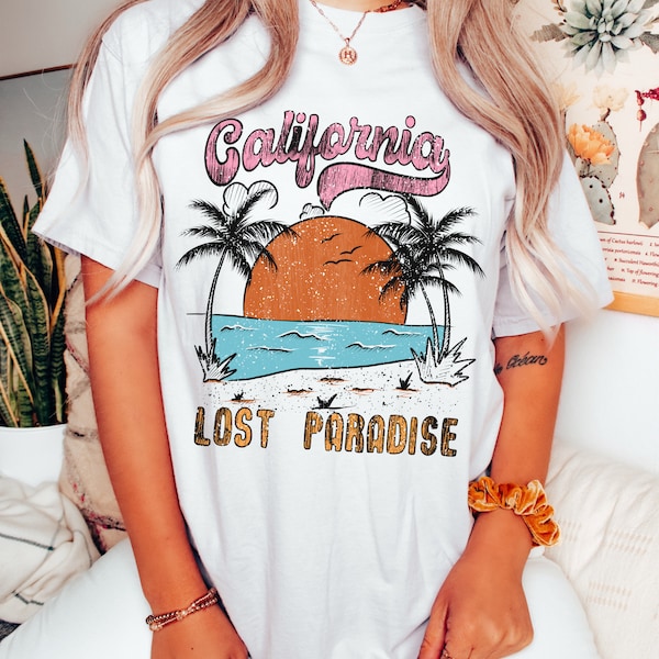 Kalifornien Lost Paradise Shirt, Retro Sun Urlaub Grafik T-Shirt, Retro Kalifornien Familien Urlaub T-Shirt, Unisex Oversize T-Shirt, jetzt im Trend