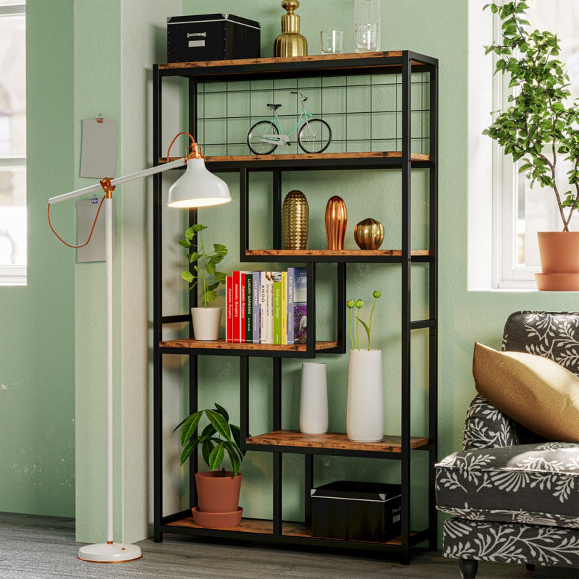 Modern Design Industrial Bookcases 6shelf Etagere Bookcase Etsy
