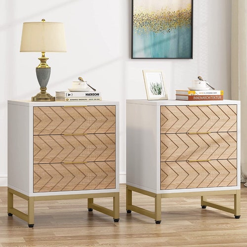 Modern Pair Southwestern Nightstand Set of 2 3 Drawers Etsy