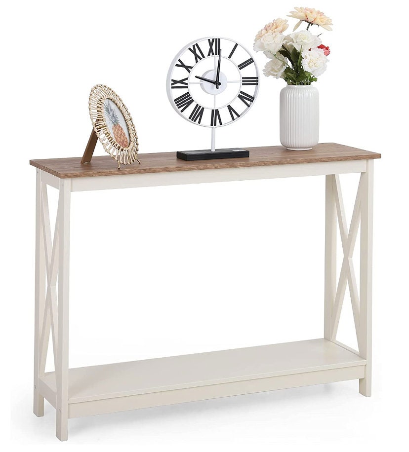 Modern Farmhouse Console Table With Storage Shelf Modern Etsy