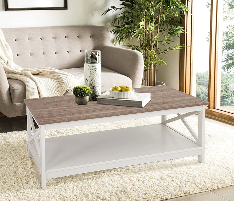 Modern Farmhouse Console Table With Storage Shelf Modern Etsy