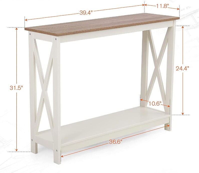 Modern Farmhouse Console Table With Storage Shelf Modern Etsy