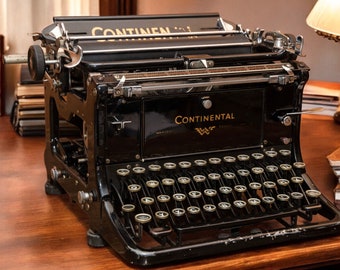 【Continental】ドイツ製 コンチネンタルアンティーク英文タイプライター Continental 340 Portable Typewriter, Working, Glossy Black