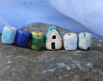 Ceramic Rustic Artisan Ceramic Charms Handmade Jewelry Artisan Earring Pair Waby Saby Charms Unique Beads Boho Supplies Stoneware Charms