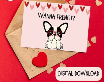 INSTANT DOWNLOAD Valentine's Day Card, Frenchie valentines day card, frenchie anniversary card, funny greeting card