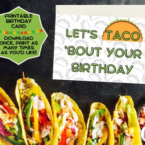 DOWNLOAD IMMEDIATO Biglietto d'auguri Taco, Biglietto d'auguri Take, Biglietto d'auguri stampabile, compleanno con download istantaneo