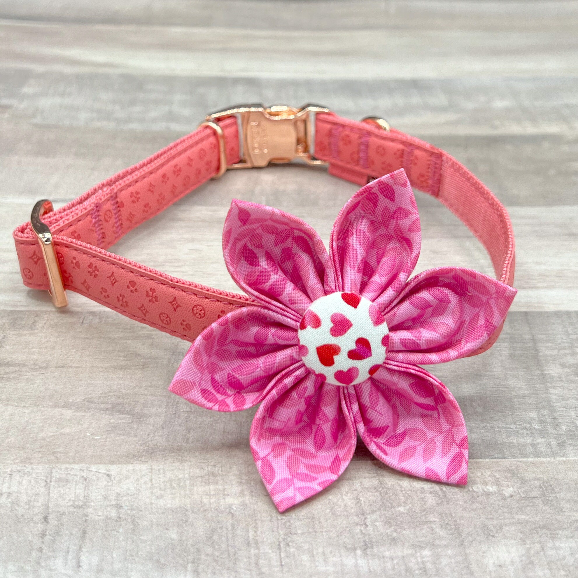 Valentines Day Dog Collar Flower Hearts Flower for Dog Collars Girl Dog