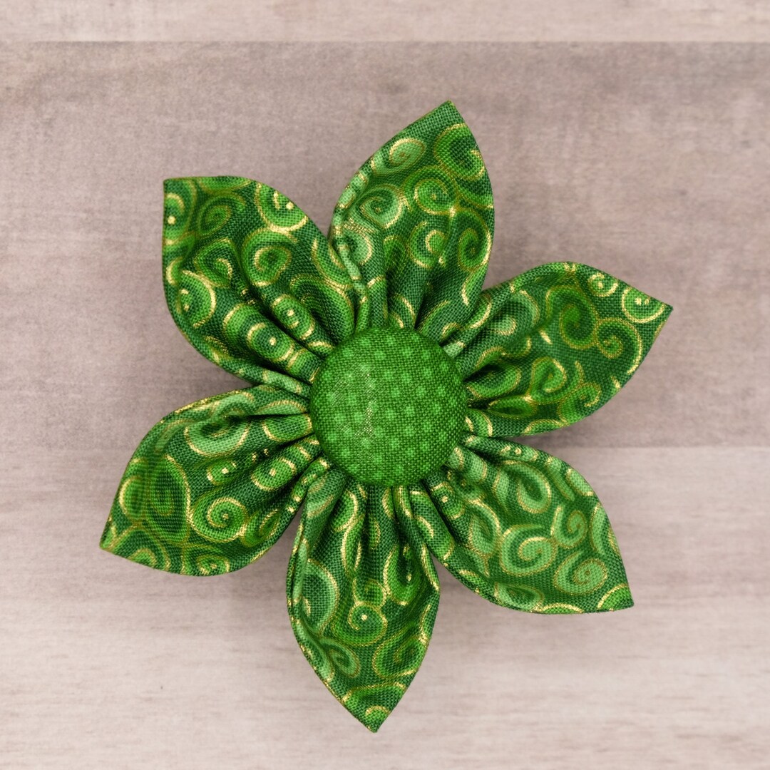 Dog Collar Flower Flower for Dog Collars Green/gold or Yellow/gold Girl