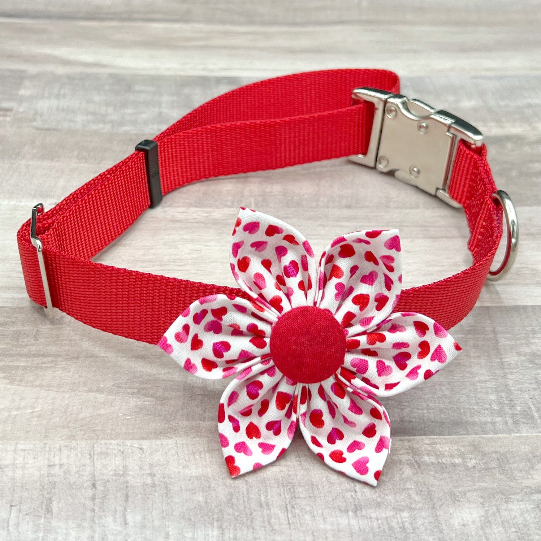 Valentines Day Dog Collar Flower Hearts Flower for Dog Collars Girl Dog