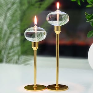 Glass oil lamp | Drop | Candle holder attachment | Mouth-blown & handmade | For indoor and outdoor use | Permanent wick made of glass fibers