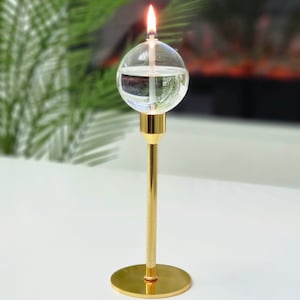 Lampada a olio in vetro | Palloncino | Attacco candeliere | Soffiato a bocca e fatto a mano | Per uso interno ed esterno | Stoppino permanente in fibre di vetro