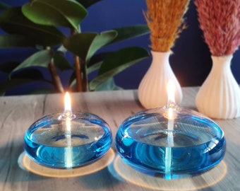 Oil lamp glass | Drop 2-part | Mouth-blown & handmade | Modern oil lamp for indoor and outdoor use | Permanent wick made of glass fibers