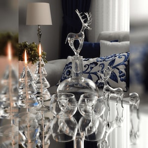 Deer Carafe Set 3-Piece | Glass carafe | Whiskey carafe | Water carafe | Wine carafe | Glass carafe | Glass with animal figure deer