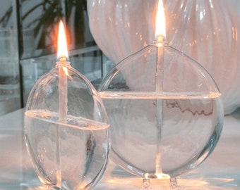 Glass oil lamp | Infinity 2-piece | Mouth-blown & handmade | Modern oil lamp | Indoor and outdoor use | Permanent fiberglass wick