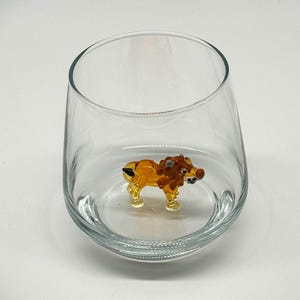 Bicchiere con leone | Figura animale | 3D | Vetro di Murano | Bicchiere con figura | Fatto a mano | Bicchiere per acqua | Tazza