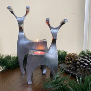 Tealight holder set | Deer 2-part | Candle holder | Hand made and hand painted | Decorative figures| Table decoration | Art & Artwork