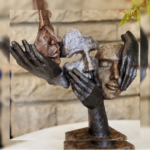 3-Mask Sculpture | 2 varieties | Sculpture | Handmade | Table decoration | Art & Artwork