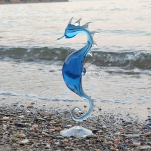 Blue Seahorse | Glass | Mouth-blown and handmade | Table decoration | Art & artwork