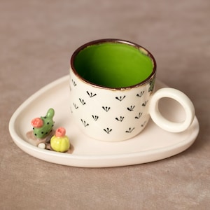 Coffee cup | Tea cup | Decorated with a &quot;cactus&quot; | Handmade from ceramic | Designer cup