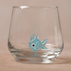 Drinking glass with fish | Animal figure | 3D | Murano glass | Glass with figure | Handmade | water glass | Cup