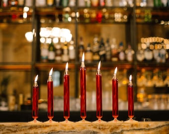 Ella 7-Piece Oil Lamp Hand Blown Glass, Modern Oil Candle for Indoor & Outdoor, Handmade Glass Lamp with Fiberglass Wick, Housewarming Gift