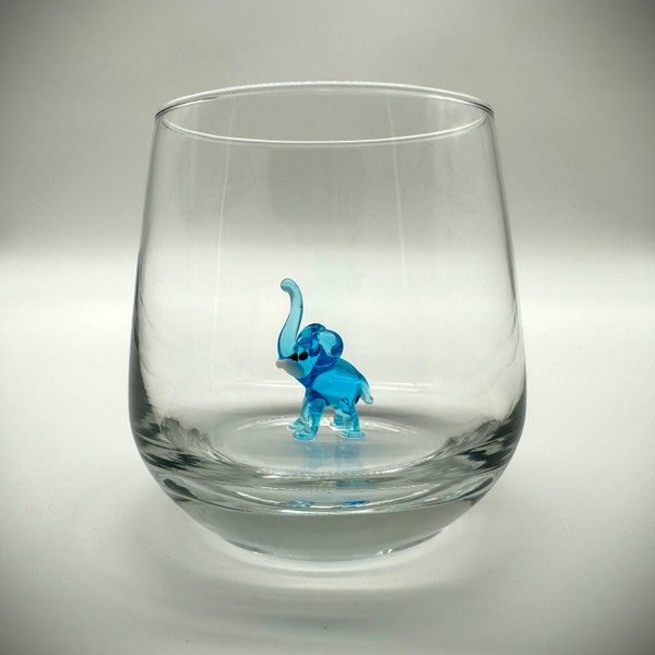 Trinkglas mit Elefant | Tierfigur | 3D | Murano Glas | Glas mit Figur | Handgemacht | Wasserglas | Tasse