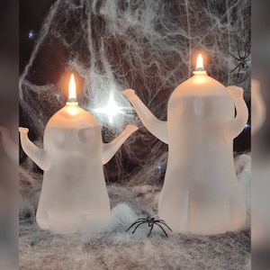 Oil lamp made of glass | Spirit 2-part | Mouth-blown & handmade | Modern oil lamp for indoor and outdoor use | Permanent wick made of glass fibers