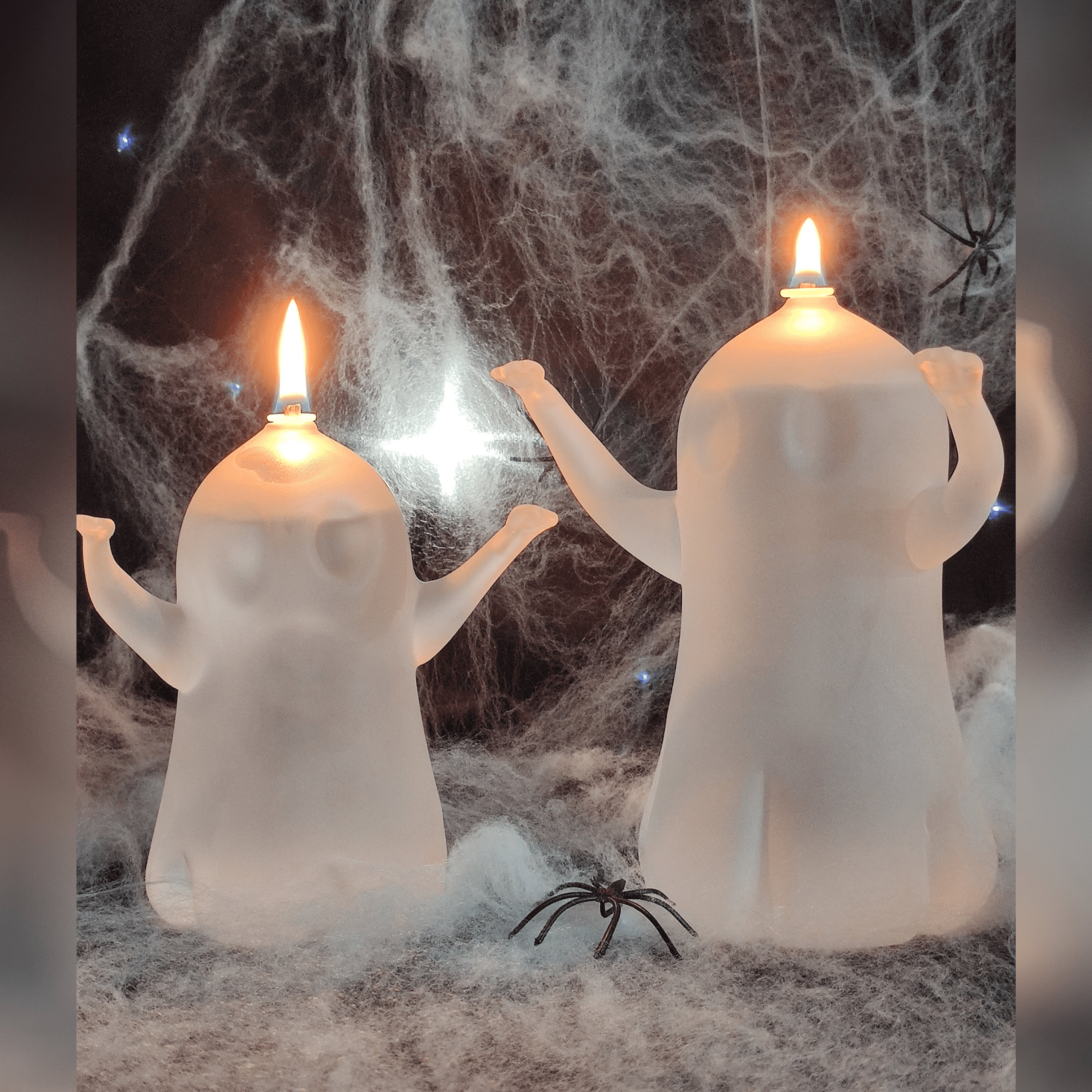 Oil lamp made of glass | Spirit 2-part | Mouth-blown & handmade | Modern oil lamp for indoor and outdoor use | Permanent wick made of glass fibers