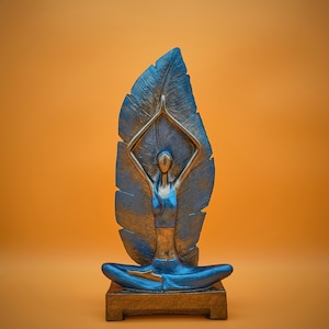 Yoga Lady Blue Large | Sculpture | Figurines | Handmade and Hand-Painted | Table Decoration | Art & Artwork
