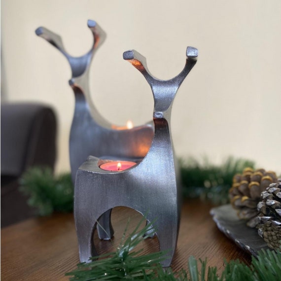 ティーライトホルダーセット | 鹿の置物2点セット | キャンドル