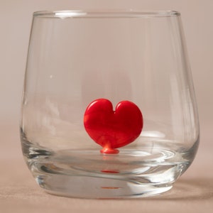 Drinking glass with heart | Glass figure | 3D | Murano glass | Glass with figure | Handmade | water glass | Cup