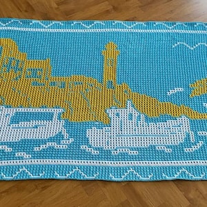Faro, pequeño, patrón de crochet de mosaico superpuesto