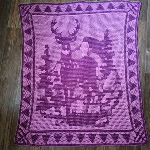 Deer, overlay mosaic crochet pattern
