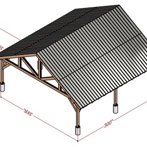 25x25 7/12 Gable Pavilion plans, Backyard Pavilion, Construction Plans, Carport Building Plan, Wooden Gable Pavilion, Wooden Pavilion plan