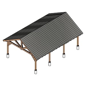 20x30 Gable Pavilion plan , carport plan , outdoor pavilion blueprint