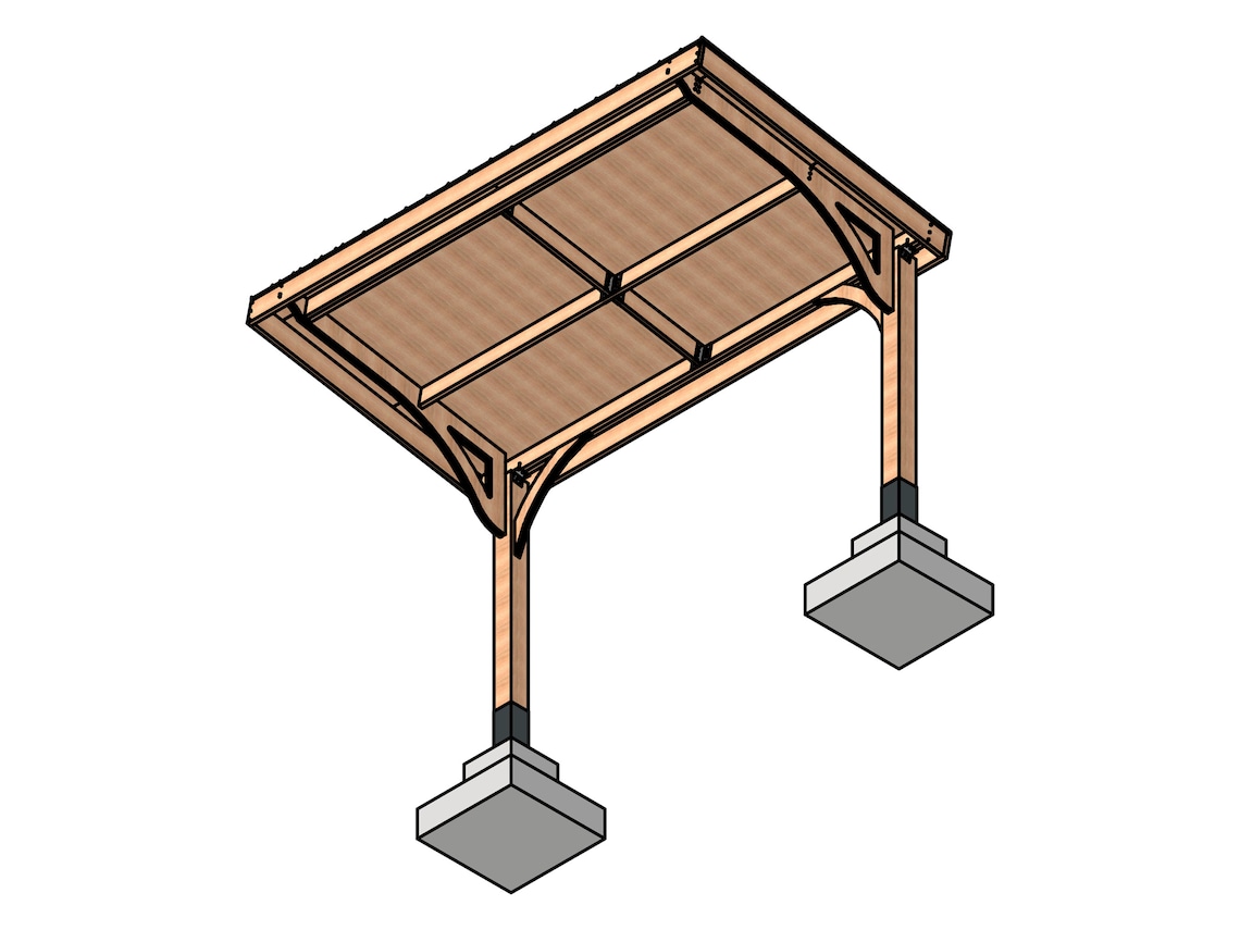 Single Cantilevered Carport Plan Wooden Cantilever Carport Etsy