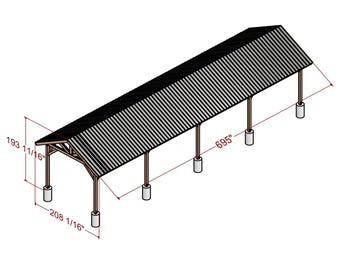 15x55 切妻パビリオンの設計図 – DIY 木工プロジェクト (デジタルダウンロード)