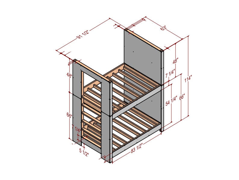 DIY King Size Bunk Bed Plans Build Plans for Adult Bunkbed Etsy
