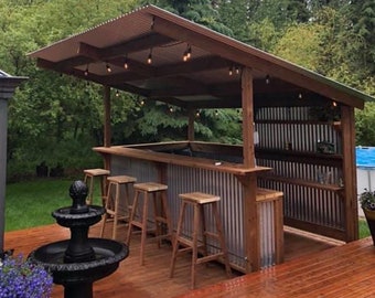 Gartenbar Outdoor-Bar aus behandeltem Holz Tiki-Bar-DIY-Kit 