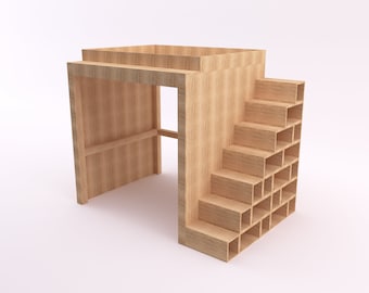 Full Size Bunk Bed Plan with Storage Stairs (Digital Download)