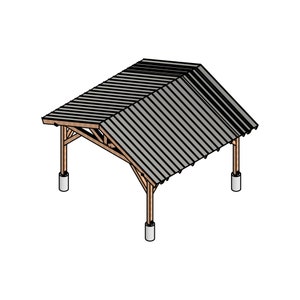 14x14 Gable Pavilion plans, Backyard Pavilion, Construction Plans, Carport Building Plan, Wooden Gable Pavilion, Wooden Pavilion plan